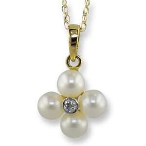  Pearl Diamond Pendant With 16 inch Chain SecureHoop 