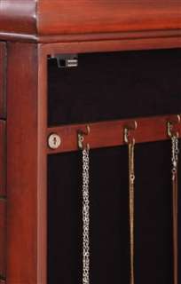 Locking Jewelry Armoire Cabinet. Cherry Jewelry Armoire with 8 Drawers 