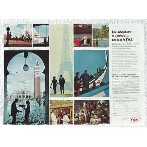 1964 TWA Airlines Europe Double Page Print Ad (1246) 