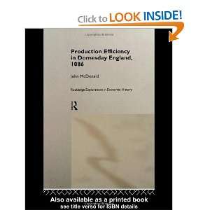  Production Efficiency in Domesday England, 1086 (Routledge 