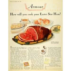  1928 Ad Easter Dinner Armour Star Glazed Ham Meats 