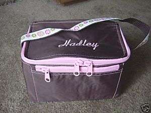 Personalized Brown Pink Snack Lunch Box School Large  