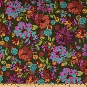  44 Wide Abby Road Flower Child Olive Green Fabric By The 