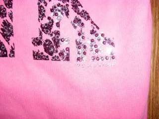 Victorias Secret LOVE PINK Leopard BLING Hoodie Neon Crystal 