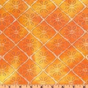  56 Wide Lace Floral Tie Dye Orange/Yellow Fabric By The 