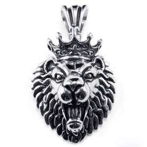    76187 Steel Lion Pendant Titanium 316L Necklace CET Domain Jewelry