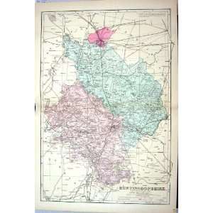  Map C1884 Huntingdonshire England Huntingdon Ives