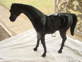 VTG Equestrian Leather Horse Statue Figurine 18 Black  