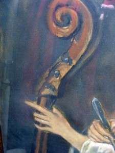 ANTIQUE WOMAN W CELLO PASTEL PAINTING OLD~ZELLO MARTEN EARLY 1900S 