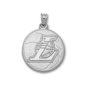 Los Angeles Lakers 3/4 Basketball Pendant   Sterling Silver Jewelry 