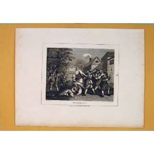  Hudibras Courting Dating Battle Antique Print Art C1807 