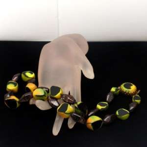 Chunky Art Glass Necklace w/ 2 Unusual Beads Vintage  