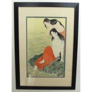 Abalone Divers 1 ~ Framed Vintage Woodblock Print 