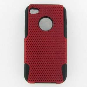  Apple iPhone 4/CDMA/4S Hybrid Case Black TPU + Red Net 