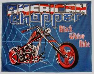 AMERICAN CHOPPER BLACK WIDOW BIKE PANEL 35X44 FABRIC  