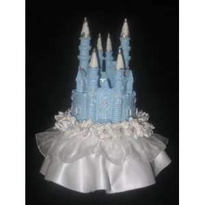  All Blue Castle Cake Topper with White Flowers Kitchen 