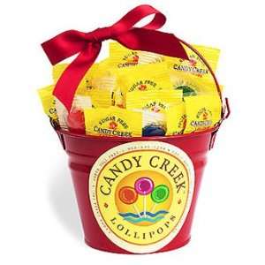 Candy Creek Sugar Free Fruit Lollipops, 1 lb. Red Gift Pail  