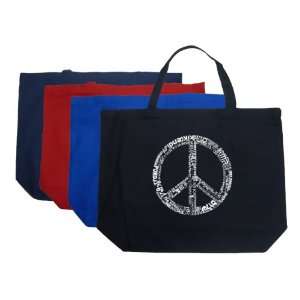 Large Royal Peace Symbol Tote Bag Large   Made using the word PEACE 