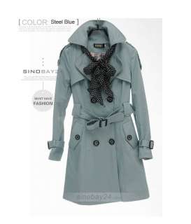   New Womens Long Sleeve Slim Fit Trench Button Coat Jacket Outwear