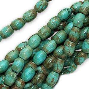  Blue Turquoise Gem Barrel Beads 6mm Stabilized /15.5 Inch 