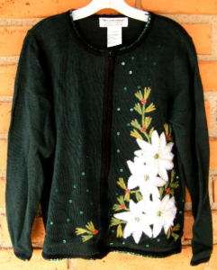 Green Ugly Christmas Party Beaded Sweater Ladies Large  
