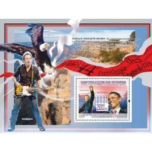 BARACK OBAMA / Bruce Springsteen / Nelson Mandela GUINEA Postage Stamp 