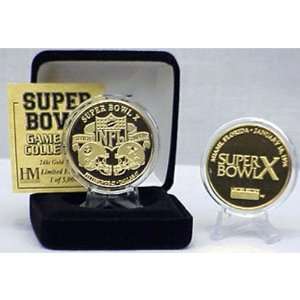  Highland Mint 24kt Gold Super Bowl X Flip Coin Sports 