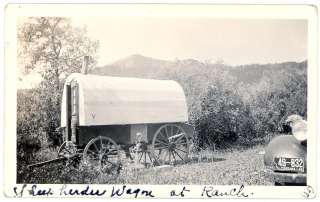 1935 MONTANA RANCH Y SHEEP HERDERS COVERED WAGON PHOTO  