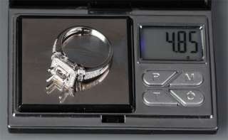 5mm PRINCESS CUT 14K White GOLD .57ct DIAMOND Halo Engagement RING 