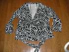 New Cato Tie Front One Button Jacket Black & White Flower Design NWT 
