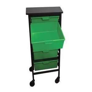  Mobile Work Center With 1 Single, 4 Double Green Storage 
