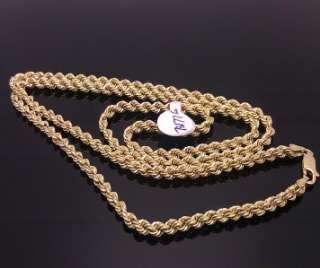 10K Yellow Gold Rope Chain Necklace 26 and 3mm  