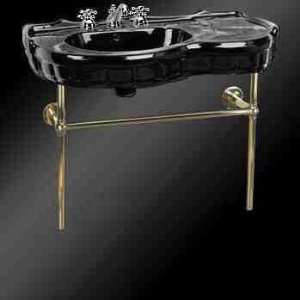   Black Vitreous China, Southern Belle Sink Bistro Brass Legs Widespread