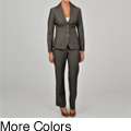Sharagano Womens 3 button Self Bias Pant Suit 