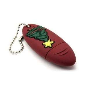  8GB Rubber Oval with Christmas Tree Flash Drive (Red 