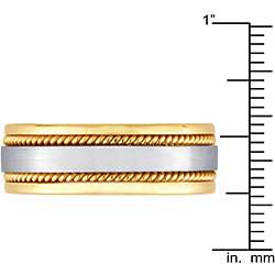   Gold Mens Rope Detail Comfort Fit Wedding Band (8 mm)  