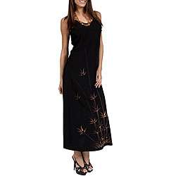 Hawaiian style Batik print Long Black Dress (Indonesia)   