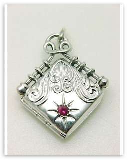 Sterling Silver Locket   Fob Pendant   Victorian Style  