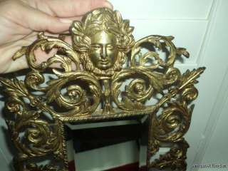 ANTIQUE French Bronze Gold GILT Victorian Mirrored Candle Wall Sconces 