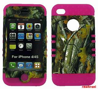 CELL PHONE CASE COVER FOR APPLE IPHONE 4 4S CAMO TREES PINK SKIN 