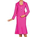 Divine Apparel Womens Raspberry Two piece Deep V Skirt Suit 