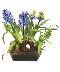 Blue Faux Hyacinths In Square Planter  