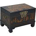 Hand painted Black Bonded Leather Oriental Coffee Table   