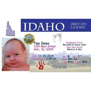 Personalized Baby Drivers License (set of 20) Birth Announcement Idaho