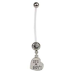  Dangling Heart Its a Boy Pregnancy Belly Ring   Free 