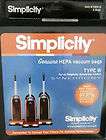 Simplicity Vacuum Bags Type W HEPA Genuine 6 pack fits Synchrony Item 