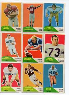 1960 Fleer Football 58/132 cards/44% of the Set  