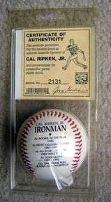 Ironman Cal Ripken Jr. Commemorative Foto Baseball COA  