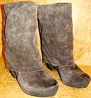   LAVENDER JOEY WAXED SUEDE WEDGE CUFF BOOT SIZE 10 M SHOE $398 GRAY