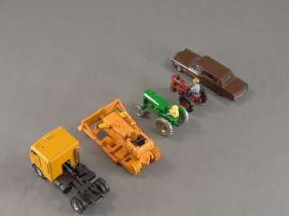   SCALE LOT   15+ VEHICLES DUMP STAKE TRUCKS CARS TRACTORS MISC  